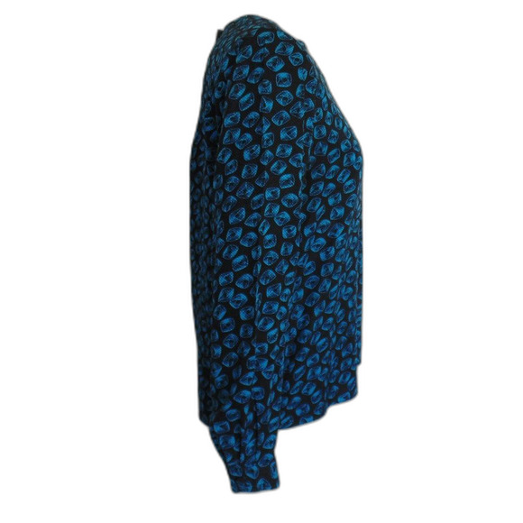 Vintage ALBERT NIPON Silk Blouse/Tunic, 8, Black/Blue, Geometric swirl - Picture 6 of 13